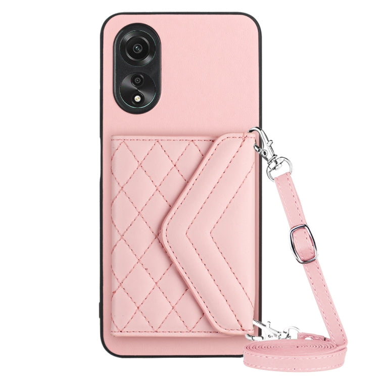 Rhombic Texture Card Bag RFID Phone Case with Long Lanyard, For OPPO A78 4G, For OPPO K11X / OnePlus Nord CE 3 Lite, For OPPO A58 / A58x, For OPPO A17
