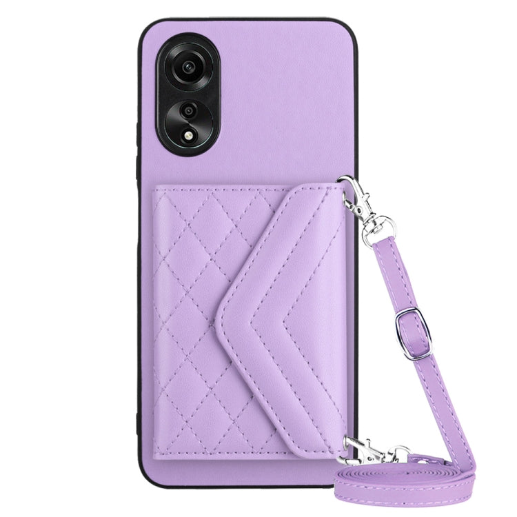 Rhombic Texture Card Bag RFID Phone Case with Long Lanyard, For OPPO A3 Pro 5G, For OPPO Reno11 F Thai Version, For OPPO F25 Pro 5G India, For OPPO Reno11 Global, For OPPO Reno11 Pro Global, For OPPO A38 4G / A18 4G, For OPPO A58 4G, For OPPO Reno10 5G