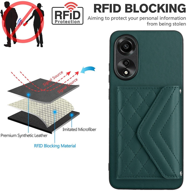 Rhombic Texture Card Bag RFID Phone Case with Long Lanyard, For OPPO A78 4G, For OPPO K11X / OnePlus Nord CE 3 Lite, For OPPO A58 / A58x, For OPPO A17