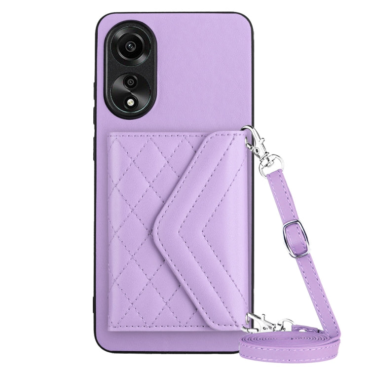 Rhombic Texture Card Bag RFID Phone Case with Long Lanyard, For OPPO A78 4G, For OPPO K11X / OnePlus Nord CE 3 Lite, For OPPO A58 / A58x, For OPPO A17