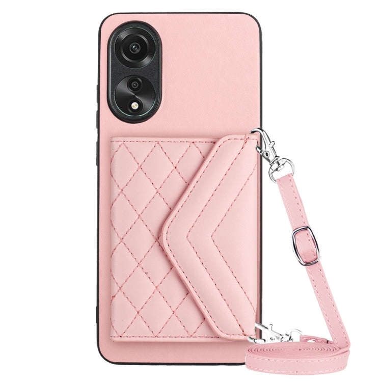 Rhombic Texture Card Bag RFID Phone Case with Long Lanyard, For OPPO A78 4G, For OPPO K11X / OnePlus Nord CE 3 Lite, For OPPO A58 / A58x, For OPPO A17