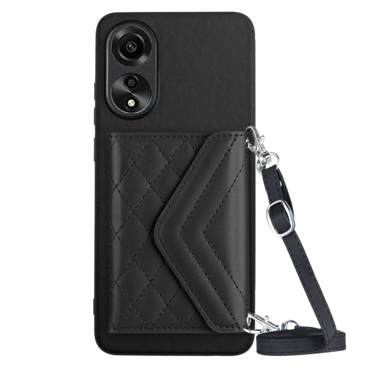 Rhombic Texture Card Bag RFID Phone Case with Long Lanyard, For OPPO A78 4G, For OPPO K11X / OnePlus Nord CE 3 Lite, For OPPO A58 / A58x, For OPPO A17