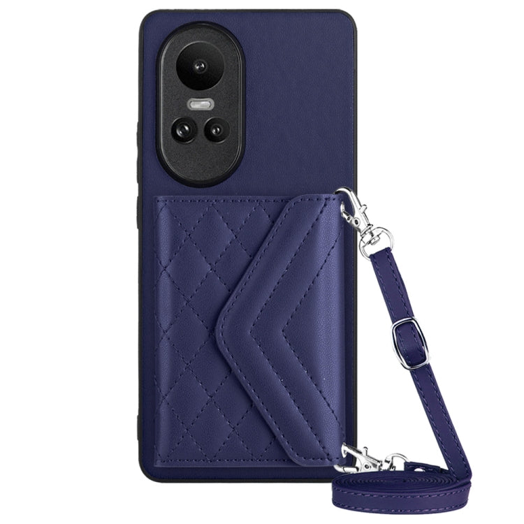 Rhombic Texture Card Bag RFID Phone Case with Long Lanyard, For OPPO A3 Pro 5G, For OPPO Reno11 F Thai Version, For OPPO F25 Pro 5G India, For OPPO Reno11 Global, For OPPO Reno11 Pro Global, For OPPO A38 4G / A18 4G, For OPPO A58 4G, For OPPO Reno10 5G