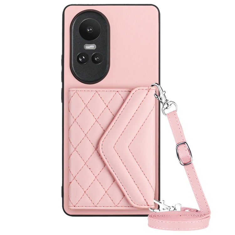 Rhombic Texture Card Bag RFID Phone Case with Long Lanyard, For OPPO A3 Pro 5G, For OPPO Reno11 F Thai Version, For OPPO F25 Pro 5G India, For OPPO Reno11 Global, For OPPO Reno11 Pro Global, For OPPO A38 4G / A18 4G, For OPPO A58 4G, For OPPO Reno10 5G