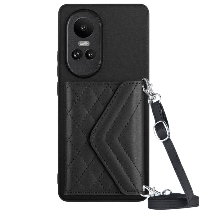 Rhombic Texture Card Bag RFID Phone Case with Long Lanyard, For OPPO A3 Pro 5G, For OPPO Reno11 F Thai Version, For OPPO F25 Pro 5G India, For OPPO Reno11 Global, For OPPO Reno11 Pro Global, For OPPO A38 4G / A18 4G, For OPPO A58 4G, For OPPO Reno10 5G