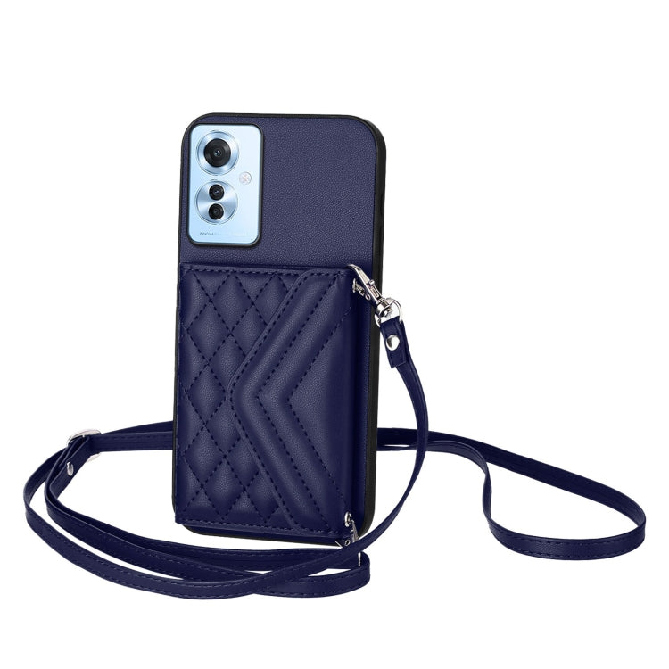 Rhombic Texture Card Bag RFID Phone Case with Long Lanyard, For OPPO A3 Pro 5G, For OPPO Reno11 F Thai Version, For OPPO F25 Pro 5G India, For OPPO Reno11 Global, For OPPO Reno11 Pro Global, For OPPO A38 4G / A18 4G, For OPPO A58 4G, For OPPO Reno10 5G