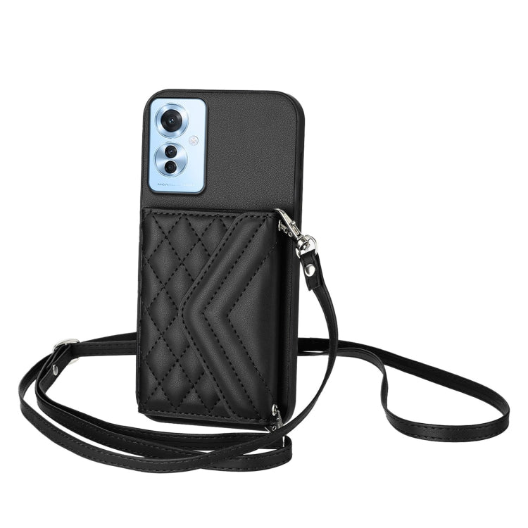 Rhombic Texture Card Bag RFID Phone Case with Long Lanyard, For OPPO A3 Pro 5G, For OPPO Reno11 F Thai Version, For OPPO F25 Pro 5G India, For OPPO Reno11 Global, For OPPO Reno11 Pro Global, For OPPO A38 4G / A18 4G, For OPPO A58 4G, For OPPO Reno10 5G