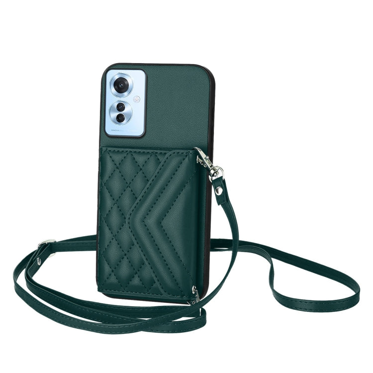 Rhombic Texture Card Bag RFID Phone Case with Long Lanyard, For OPPO A3 Pro 5G, For OPPO Reno11 F Thai Version, For OPPO F25 Pro 5G India, For OPPO Reno11 Global, For OPPO Reno11 Pro Global, For OPPO A38 4G / A18 4G, For OPPO A58 4G, For OPPO Reno10 5G