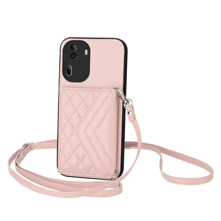 Rhombic Texture Card Bag RFID Phone Case with Long Lanyard, For OPPO A3 Pro 5G, For OPPO Reno11 F Thai Version, For OPPO F25 Pro 5G India, For OPPO Reno11 Global, For OPPO Reno11 Pro Global, For OPPO A38 4G / A18 4G, For OPPO A58 4G, For OPPO Reno10 5G