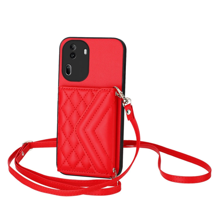 Rhombic Texture Card Bag RFID Phone Case with Long Lanyard, For OPPO A3 Pro 5G, For OPPO Reno11 F Thai Version, For OPPO F25 Pro 5G India, For OPPO Reno11 Global, For OPPO Reno11 Pro Global, For OPPO A38 4G / A18 4G, For OPPO A58 4G, For OPPO Reno10 5G