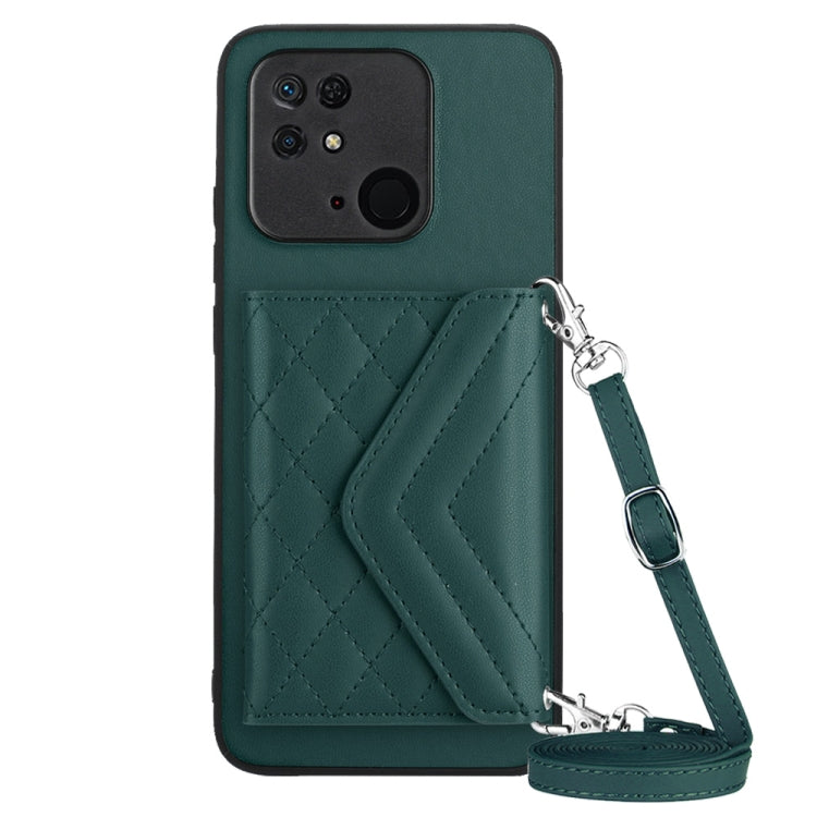 Rhombic Texture Card Bag RFID Phone Case with Long Lanyard, For Xiaomi Redmi Note 12 Pro 5G, For Xiaomi Redmi Note 12 5G, For Xiaomi Redmi 12C / 11A, For Xiaomi Redmi K60 / K60 Pro, For Xiaomi Redmi Note 12 Pro Speed, For Xiaomi Redmi 10C