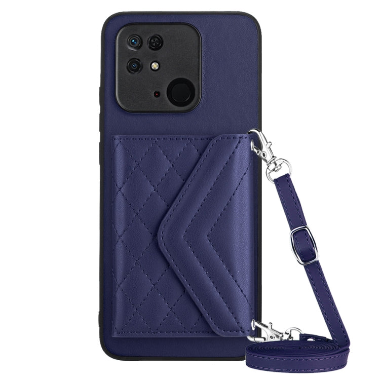 Rhombic Texture Card Bag RFID Phone Case with Long Lanyard, For Xiaomi Redmi Note 12 Pro 5G, For Xiaomi Redmi Note 12 5G, For Xiaomi Redmi 12C / 11A, For Xiaomi Redmi K60 / K60 Pro, For Xiaomi Redmi Note 12 Pro Speed, For Xiaomi Redmi 10C