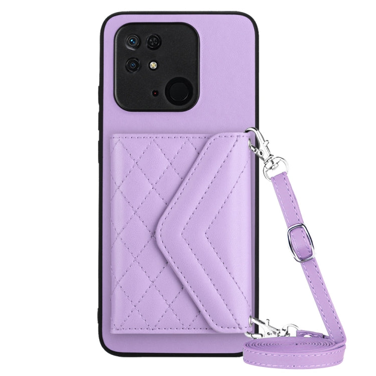 Rhombic Texture Card Bag RFID Phone Case with Long Lanyard, For Xiaomi Redmi Note 12 Pro 5G, For Xiaomi Redmi Note 12 5G, For Xiaomi Redmi 12C / 11A, For Xiaomi Redmi K60 / K60 Pro, For Xiaomi Redmi Note 12 Pro Speed, For Xiaomi Redmi 10C