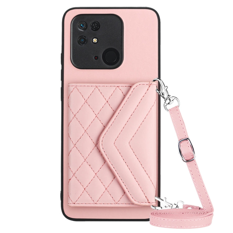 Rhombic Texture Card Bag RFID Phone Case with Long Lanyard, For Xiaomi Redmi Note 12 Pro 5G, For Xiaomi Redmi Note 12 5G, For Xiaomi Redmi 12C / 11A, For Xiaomi Redmi K60 / K60 Pro, For Xiaomi Redmi Note 12 Pro Speed, For Xiaomi Redmi 10C