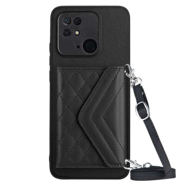 Rhombic Texture Card Bag RFID Phone Case with Long Lanyard, For Xiaomi Redmi Note 12 Pro 5G, For Xiaomi Redmi Note 12 5G, For Xiaomi Redmi 12C / 11A, For Xiaomi Redmi K60 / K60 Pro, For Xiaomi Redmi Note 12 Pro Speed, For Xiaomi Redmi 10C