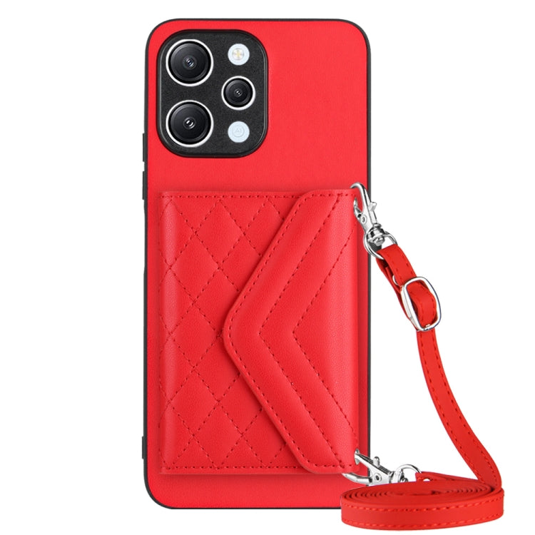 Rhombic Texture Card Bag RFID Phone Case with Long Lanyard, For Redmi Note 13R Pro / 13 4G, For Redmi Turbo 3, For Redmi Note 13 4G Global, For Redmi 13C 4G Global, For Xiaomi Redmi 12 4G, For Xiaomi Redmi Note 12S 4G, For Xiaomi Redmi Note 12 Turbo   ...