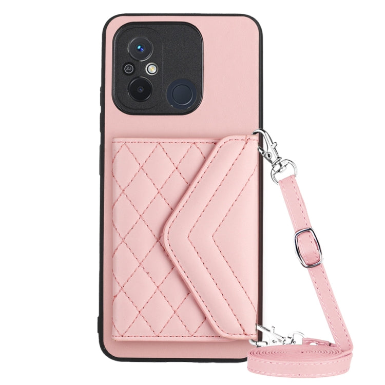 Rhombic Texture Card Bag RFID Phone Case with Long Lanyard, For Xiaomi Redmi Note 12 Pro 5G, For Xiaomi Redmi Note 12 5G, For Xiaomi Redmi 12C / 11A, For Xiaomi Redmi K60 / K60 Pro, For Xiaomi Redmi Note 12 Pro Speed, For Xiaomi Redmi 10C
