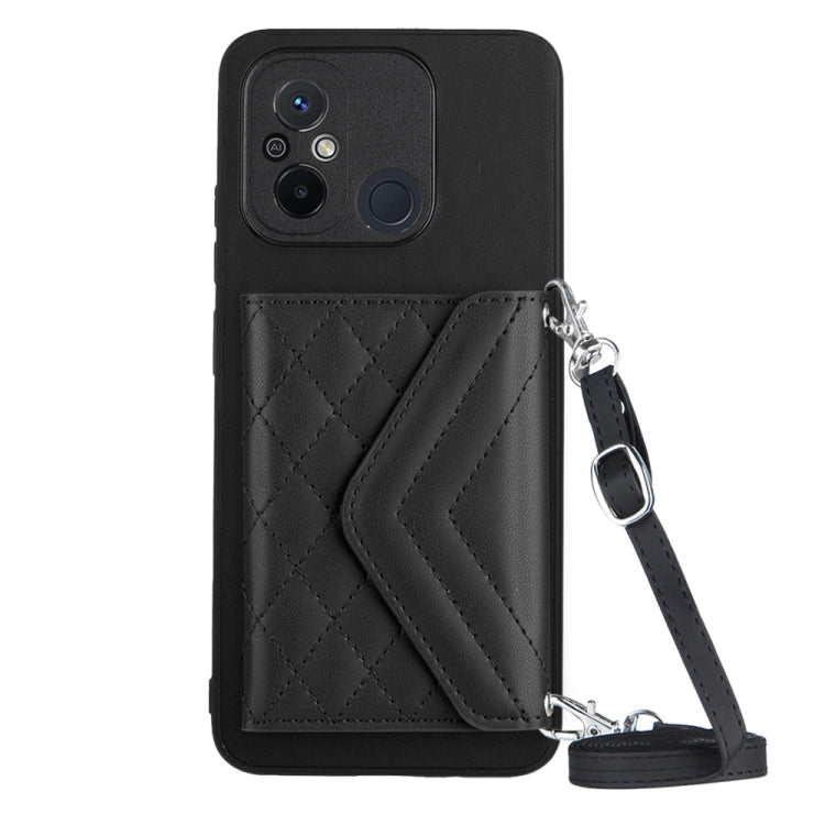 Rhombic Texture Card Bag RFID Phone Case with Long Lanyard, For Xiaomi Redmi Note 12 Pro 5G, For Xiaomi Redmi Note 12 5G, For Xiaomi Redmi 12C / 11A, For Xiaomi Redmi K60 / K60 Pro, For Xiaomi Redmi Note 12 Pro Speed, For Xiaomi Redmi 10C