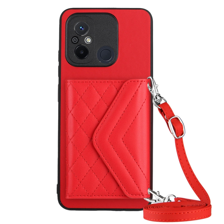 Rhombic Texture Card Bag RFID Phone Case with Long Lanyard, For Xiaomi Redmi Note 12 Pro 5G, For Xiaomi Redmi Note 12 5G, For Xiaomi Redmi 12C / 11A, For Xiaomi Redmi K60 / K60 Pro, For Xiaomi Redmi Note 12 Pro Speed, For Xiaomi Redmi 10C