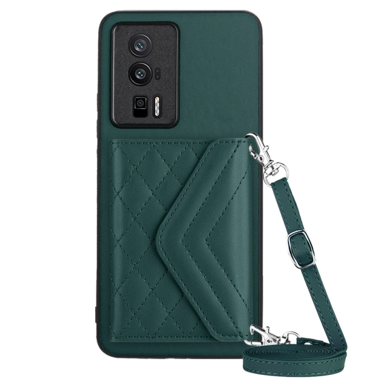 Rhombic Texture Card Bag RFID Phone Case with Long Lanyard, For Xiaomi Redmi Note 12 Pro 5G, For Xiaomi Redmi Note 12 5G, For Xiaomi Redmi 12C / 11A, For Xiaomi Redmi K60 / K60 Pro, For Xiaomi Redmi Note 12 Pro Speed, For Xiaomi Redmi 10C