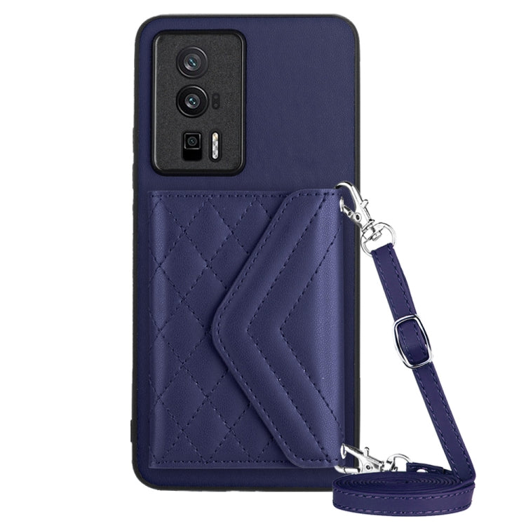 Rhombic Texture Card Bag RFID Phone Case with Long Lanyard, For Xiaomi Redmi Note 12 Pro 5G, For Xiaomi Redmi Note 12 5G, For Xiaomi Redmi 12C / 11A, For Xiaomi Redmi K60 / K60 Pro, For Xiaomi Redmi Note 12 Pro Speed, For Xiaomi Redmi 10C