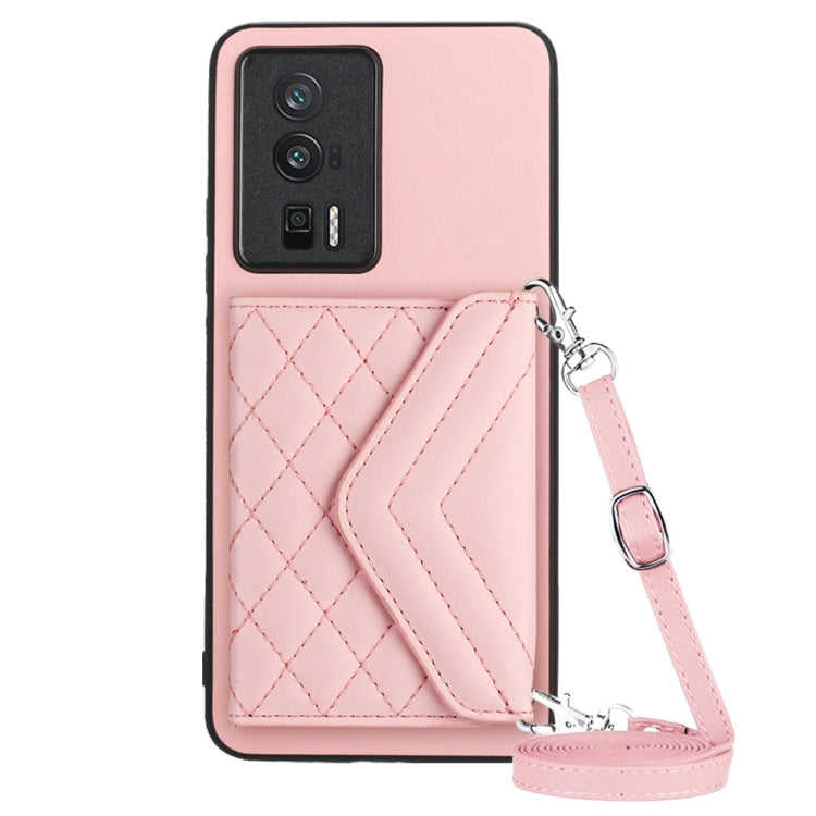 Rhombic Texture Card Bag RFID Phone Case with Long Lanyard, For Xiaomi Redmi Note 12 Pro 5G, For Xiaomi Redmi Note 12 5G, For Xiaomi Redmi 12C / 11A, For Xiaomi Redmi K60 / K60 Pro, For Xiaomi Redmi Note 12 Pro Speed, For Xiaomi Redmi 10C