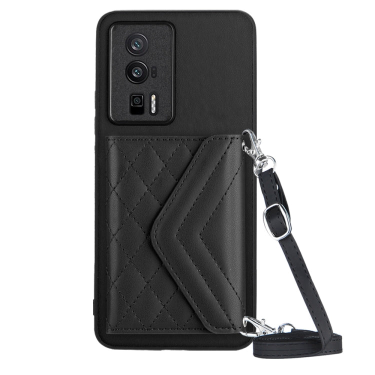 Rhombic Texture Card Bag RFID Phone Case with Long Lanyard, For Xiaomi Redmi Note 12 Pro 5G, For Xiaomi Redmi Note 12 5G, For Xiaomi Redmi 12C / 11A, For Xiaomi Redmi K60 / K60 Pro, For Xiaomi Redmi Note 12 Pro Speed, For Xiaomi Redmi 10C
