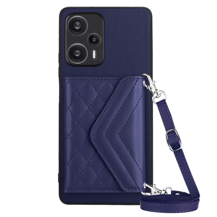 Rhombic Texture Card Bag RFID Phone Case with Long Lanyard, For Redmi Note 13R Pro / 13 4G, For Redmi Turbo 3, For Redmi Note 13 4G Global, For Redmi 13C 4G Global, For Xiaomi Redmi 12 4G, For Xiaomi Redmi Note 12S 4G, For Xiaomi Redmi Note 12 Turbo   ...