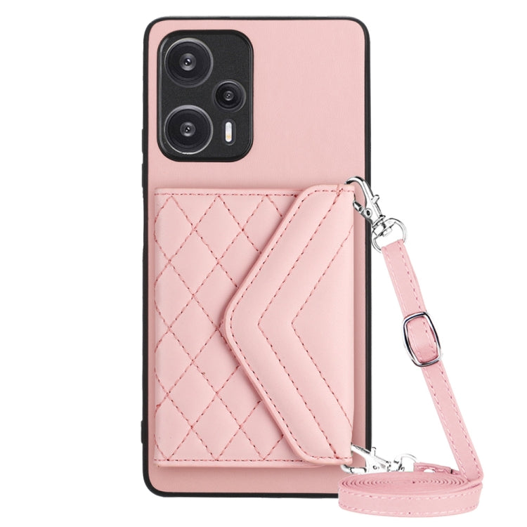 Rhombic Texture Card Bag RFID Phone Case with Long Lanyard, For Redmi Note 13R Pro / 13 4G, For Redmi Turbo 3, For Redmi Note 13 4G Global, For Redmi 13C 4G Global, For Xiaomi Redmi 12 4G, For Xiaomi Redmi Note 12S 4G, For Xiaomi Redmi Note 12 Turbo   ...