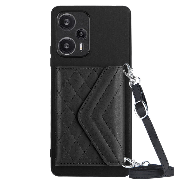 Rhombic Texture Card Bag RFID Phone Case with Long Lanyard, For Redmi Note 13R Pro / 13 4G, For Redmi Turbo 3, For Redmi Note 13 4G Global, For Redmi 13C 4G Global, For Xiaomi Redmi 12 4G, For Xiaomi Redmi Note 12S 4G, For Xiaomi Redmi Note 12 Turbo   ...