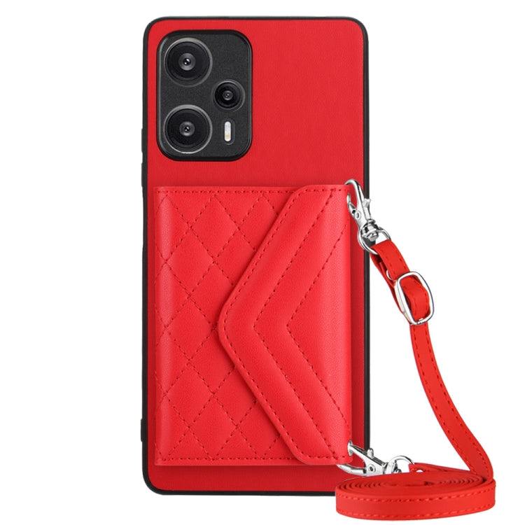 Rhombic Texture Card Bag RFID Phone Case with Long Lanyard, For Redmi Note 13R Pro / 13 4G, For Redmi Turbo 3, For Redmi Note 13 4G Global, For Redmi 13C 4G Global, For Xiaomi Redmi 12 4G, For Xiaomi Redmi Note 12S 4G, For Xiaomi Redmi Note 12 Turbo   ...