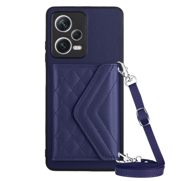 Rhombic Texture Card Bag RFID Phone Case with Long Lanyard, For Xiaomi Redmi Note 12 Pro 5G, For Xiaomi Redmi Note 12 5G, For Xiaomi Redmi 12C / 11A, For Xiaomi Redmi K60 / K60 Pro, For Xiaomi Redmi Note 12 Pro Speed, For Xiaomi Redmi 10C
