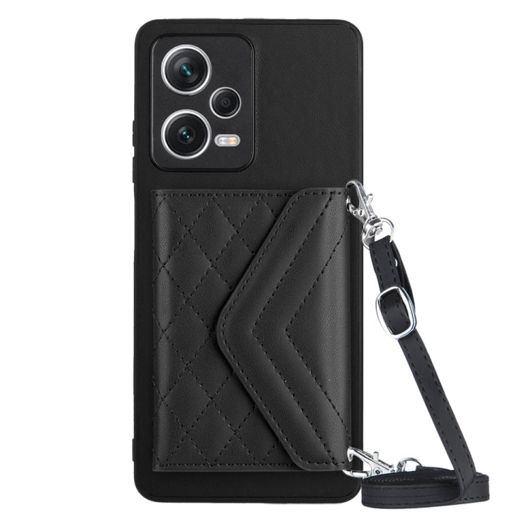 Rhombic Texture Card Bag RFID Phone Case with Long Lanyard, For Xiaomi Redmi Note 12 Pro 5G, For Xiaomi Redmi Note 12 5G, For Xiaomi Redmi 12C / 11A, For Xiaomi Redmi K60 / K60 Pro, For Xiaomi Redmi Note 12 Pro Speed, For Xiaomi Redmi 10C