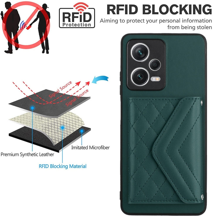 Rhombic Texture Card Bag RFID Phone Case with Long Lanyard, For Xiaomi Redmi Note 12 Pro 5G, For Xiaomi Redmi Note 12 5G, For Xiaomi Redmi 12C / 11A, For Xiaomi Redmi K60 / K60 Pro, For Xiaomi Redmi Note 12 Pro Speed, For Xiaomi Redmi 10C