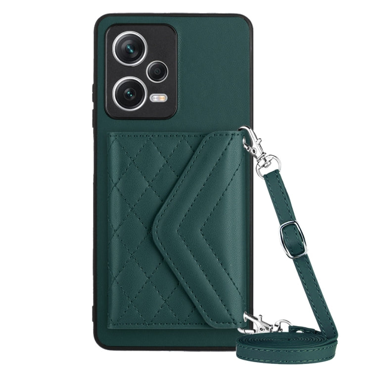 Rhombic Texture Card Bag RFID Phone Case with Long Lanyard, For Redmi Note 13R Pro / 13 4G, For Redmi Turbo 3, For Redmi Note 13 4G Global, For Redmi 13C 4G Global, For Xiaomi Redmi 12 4G, For Xiaomi Redmi Note 12S 4G, For Xiaomi Redmi Note 12 Turbo   ...