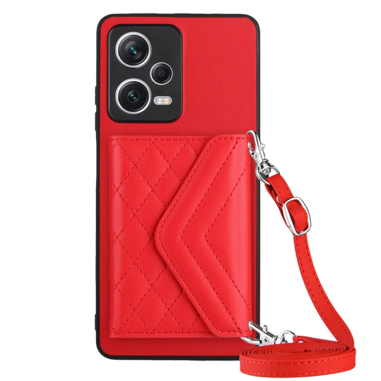 Rhombic Texture Card Bag RFID Phone Case with Long Lanyard, For Redmi Note 13R Pro / 13 4G, For Redmi Turbo 3, For Redmi Note 13 4G Global, For Redmi 13C 4G Global, For Xiaomi Redmi 12 4G, For Xiaomi Redmi Note 12S 4G, For Xiaomi Redmi Note 12 Turbo   ...