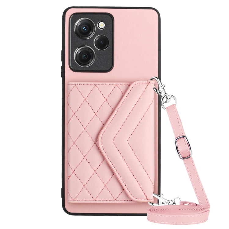 Rhombic Texture Card Bag RFID Phone Case with Long Lanyard, For Xiaomi Redmi Note 12 Pro 5G, For Xiaomi Redmi Note 12 5G, For Xiaomi Redmi 12C / 11A, For Xiaomi Redmi K60 / K60 Pro, For Xiaomi Redmi Note 12 Pro Speed, For Xiaomi Redmi 10C