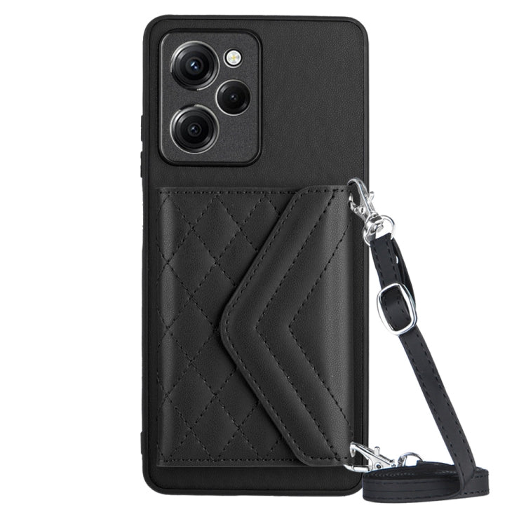 Rhombic Texture Card Bag RFID Phone Case with Long Lanyard, For Xiaomi Redmi Note 12 Pro 5G, For Xiaomi Redmi Note 12 5G, For Xiaomi Redmi 12C / 11A, For Xiaomi Redmi K60 / K60 Pro, For Xiaomi Redmi Note 12 Pro Speed, For Xiaomi Redmi 10C