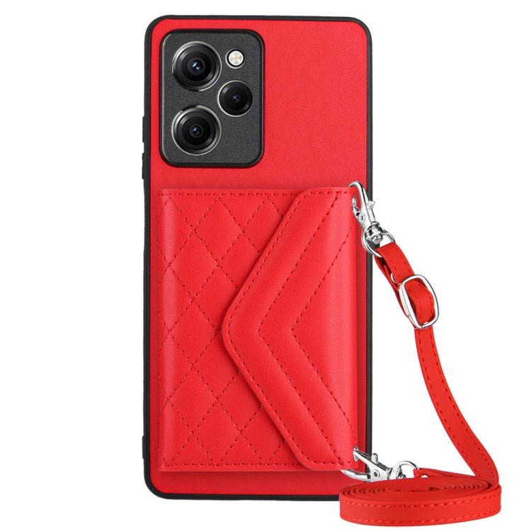 Rhombic Texture Card Bag RFID Phone Case with Long Lanyard, For Xiaomi Redmi Note 12 Pro 5G, For Xiaomi Redmi Note 12 5G, For Xiaomi Redmi 12C / 11A, For Xiaomi Redmi K60 / K60 Pro, For Xiaomi Redmi Note 12 Pro Speed, For Xiaomi Redmi 10C