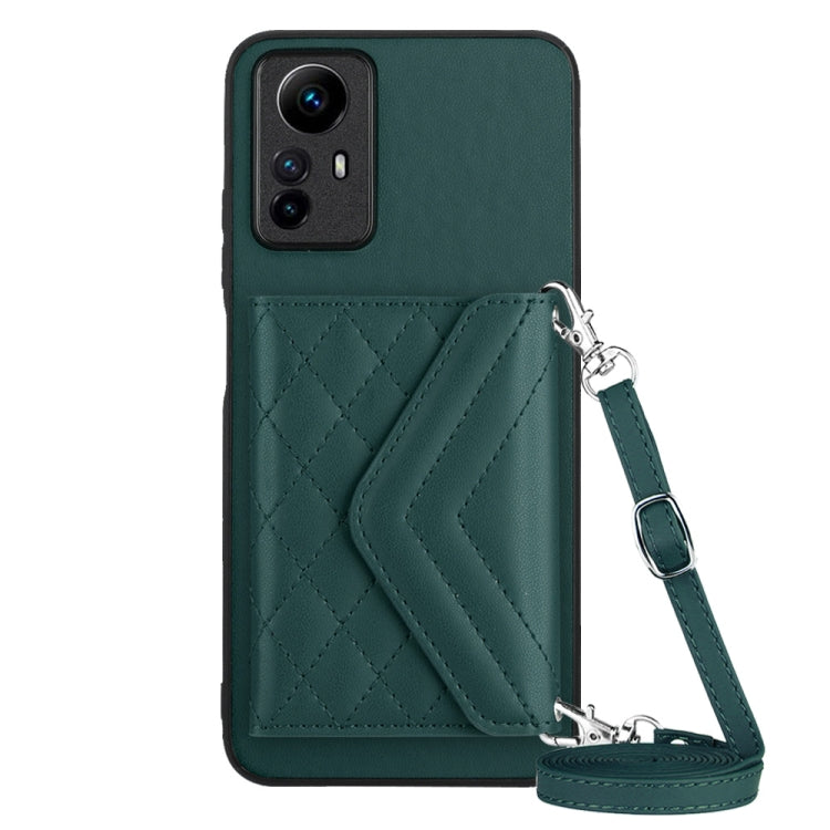 Rhombic Texture Card Bag RFID Phone Case with Long Lanyard, For Redmi Note 13R Pro / 13 4G, For Redmi Turbo 3, For Redmi Note 13 4G Global, For Redmi 13C 4G Global, For Xiaomi Redmi 12 4G, For Xiaomi Redmi Note 12S 4G, For Xiaomi Redmi Note 12 Turbo   ...