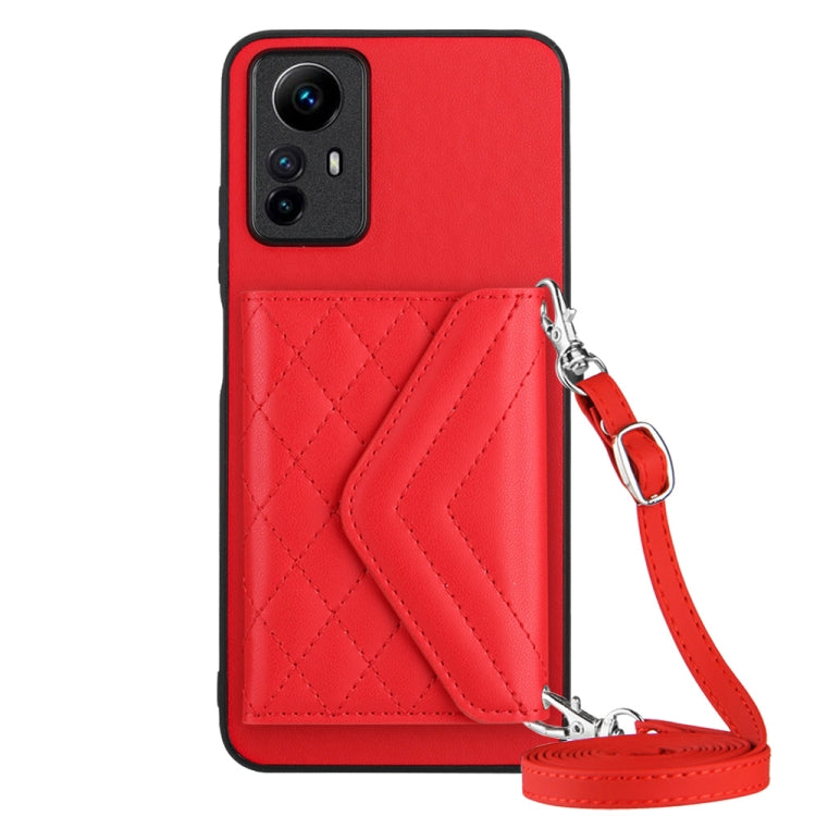 Rhombic Texture Card Bag RFID Phone Case with Long Lanyard, For Redmi Note 13R Pro / 13 4G, For Redmi Turbo 3, For Redmi Note 13 4G Global, For Redmi 13C 4G Global, For Xiaomi Redmi 12 4G, For Xiaomi Redmi Note 12S 4G, For Xiaomi Redmi Note 12 Turbo   ...