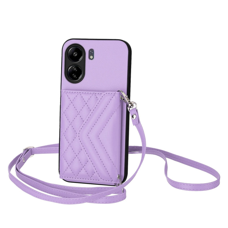 Rhombic Texture Card Bag RFID Phone Case with Long Lanyard, For Redmi Note 13R Pro / 13 4G, For Redmi Turbo 3, For Redmi Note 13 4G Global, For Redmi 13C 4G Global, For Xiaomi Redmi 12 4G, For Xiaomi Redmi Note 12S 4G, For Xiaomi Redmi Note 12 Turbo   ...