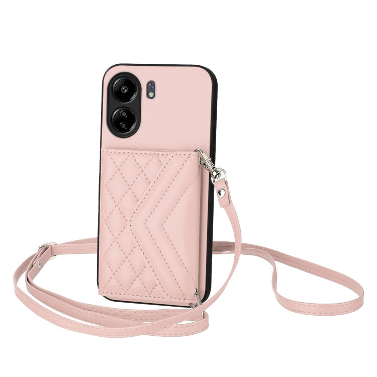 Rhombic Texture Card Bag RFID Phone Case with Long Lanyard, For Redmi Note 13R Pro / 13 4G, For Redmi Turbo 3, For Redmi Note 13 4G Global, For Redmi 13C 4G Global, For Xiaomi Redmi 12 4G, For Xiaomi Redmi Note 12S 4G, For Xiaomi Redmi Note 12 Turbo   ...