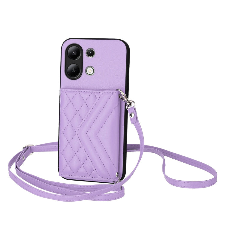 Rhombic Texture Card Bag RFID Phone Case with Long Lanyard, For Redmi Note 13R Pro / 13 4G, For Redmi Turbo 3, For Redmi Note 13 4G Global, For Redmi 13C 4G Global, For Xiaomi Redmi 12 4G, For Xiaomi Redmi Note 12S 4G, For Xiaomi Redmi Note 12 Turbo   ...