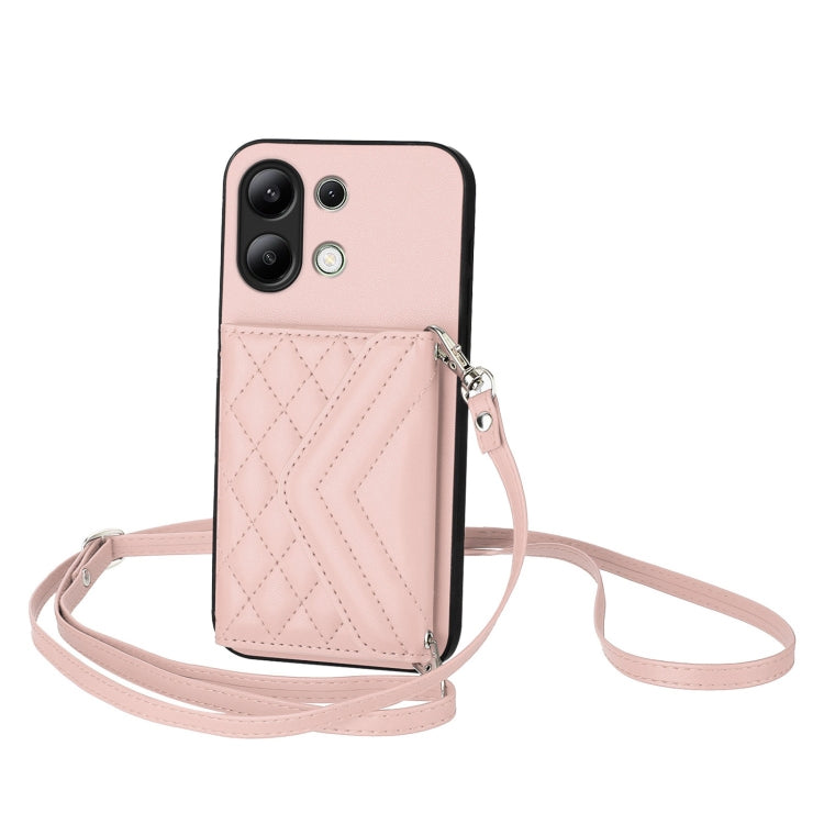 Rhombic Texture Card Bag RFID Phone Case with Long Lanyard, For Redmi Note 13R Pro / 13 4G, For Redmi Turbo 3, For Redmi Note 13 4G Global, For Redmi 13C 4G Global, For Xiaomi Redmi 12 4G, For Xiaomi Redmi Note 12S 4G, For Xiaomi Redmi Note 12 Turbo   ...