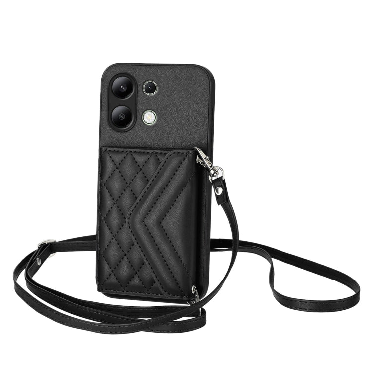 Rhombic Texture Card Bag RFID Phone Case with Long Lanyard, For Redmi Note 13R Pro / 13 4G, For Redmi Turbo 3, For Redmi Note 13 4G Global, For Redmi 13C 4G Global, For Xiaomi Redmi 12 4G, For Xiaomi Redmi Note 12S 4G, For Xiaomi Redmi Note 12 Turbo   ...
