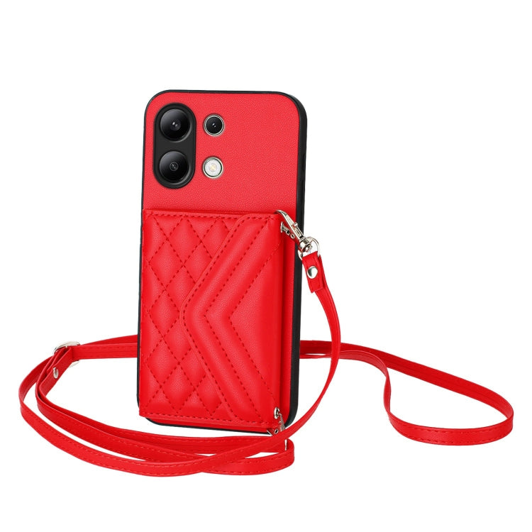 Rhombic Texture Card Bag RFID Phone Case with Long Lanyard, For Redmi Note 13R Pro / 13 4G, For Redmi Turbo 3, For Redmi Note 13 4G Global, For Redmi 13C 4G Global, For Xiaomi Redmi 12 4G, For Xiaomi Redmi Note 12S 4G, For Xiaomi Redmi Note 12 Turbo   ...