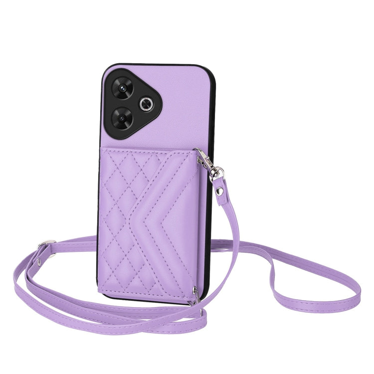 Rhombic Texture Card Bag RFID Phone Case with Long Lanyard, For Redmi Note 13R Pro / 13 4G, For Redmi Turbo 3, For Redmi Note 13 4G Global, For Redmi 13C 4G Global, For Xiaomi Redmi 12 4G, For Xiaomi Redmi Note 12S 4G, For Xiaomi Redmi Note 12 Turbo   ...