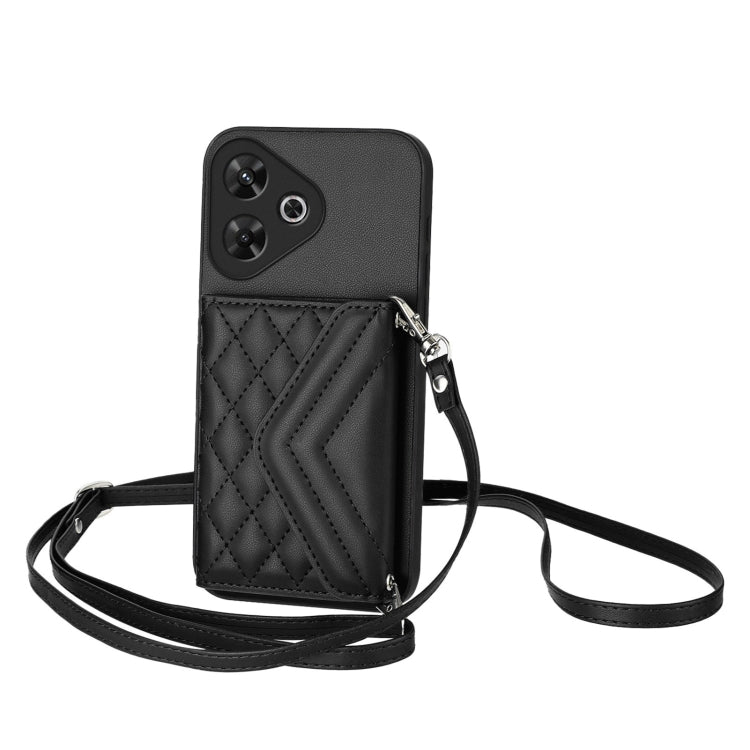 Rhombic Texture Card Bag RFID Phone Case with Long Lanyard, For Redmi Note 13R Pro / 13 4G, For Redmi Turbo 3, For Redmi Note 13 4G Global, For Redmi 13C 4G Global, For Xiaomi Redmi 12 4G, For Xiaomi Redmi Note 12S 4G, For Xiaomi Redmi Note 12 Turbo   ...