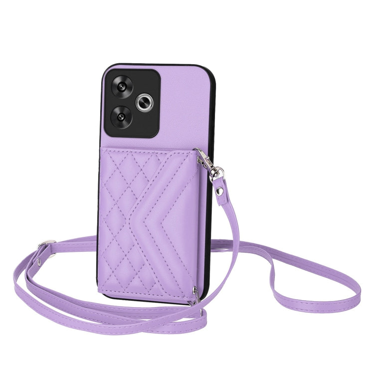 Rhombic Texture Card Bag RFID Phone Case with Long Lanyard, For Redmi Note 13R Pro / 13 4G, For Redmi Turbo 3, For Redmi Note 13 4G Global, For Redmi 13C 4G Global, For Xiaomi Redmi 12 4G, For Xiaomi Redmi Note 12S 4G, For Xiaomi Redmi Note 12 Turbo   ...